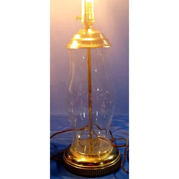 2 Vintage  28" Tall Princess House Heritage Brass Crystal Table Lamps Set Rare - Picture 11 of 11